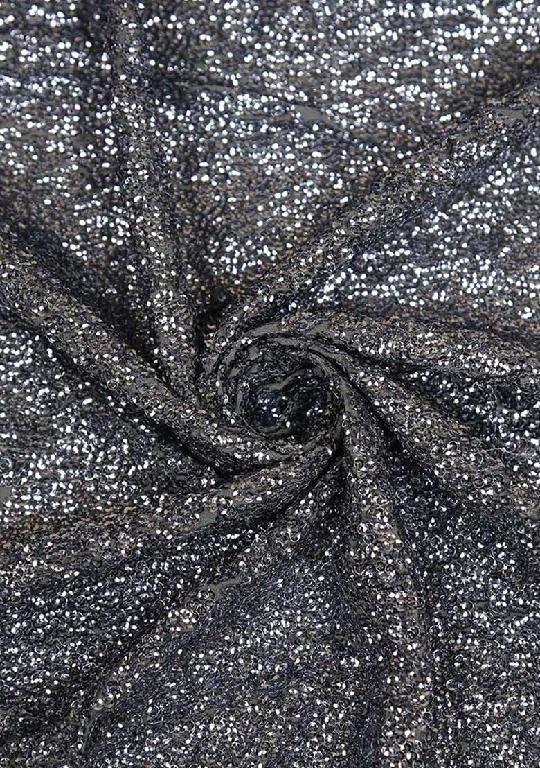 Grey Blouse Georgette Pre Draped Saree Set with Sequin for Diwali | Wedding & Festive Wear - Indya