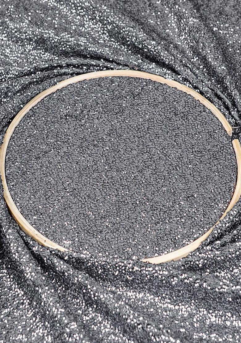 Grey Sequin Georgette Pre Draped Saree Set