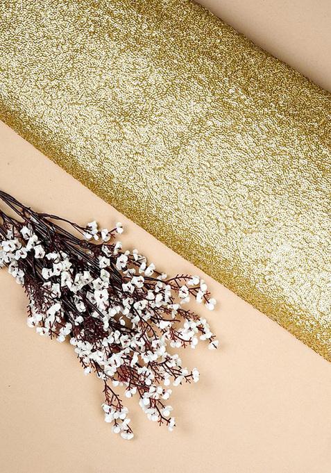 Golden Sequin Georgette Pre Draped Saree Set