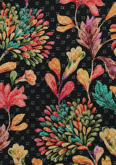 Green Embroidered Blouse Chiffon Pre Draped Saree Set