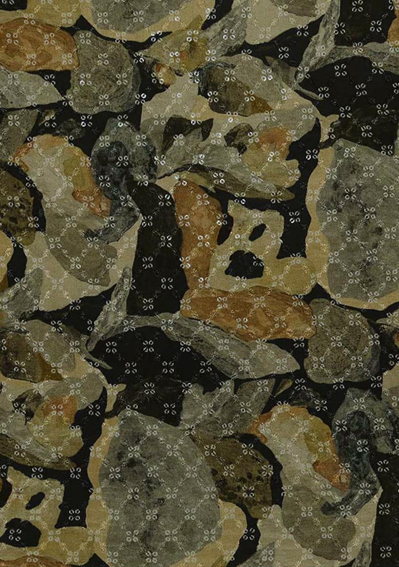 Green Embroidered Blouse Chiffon Pre Draped Saree Set