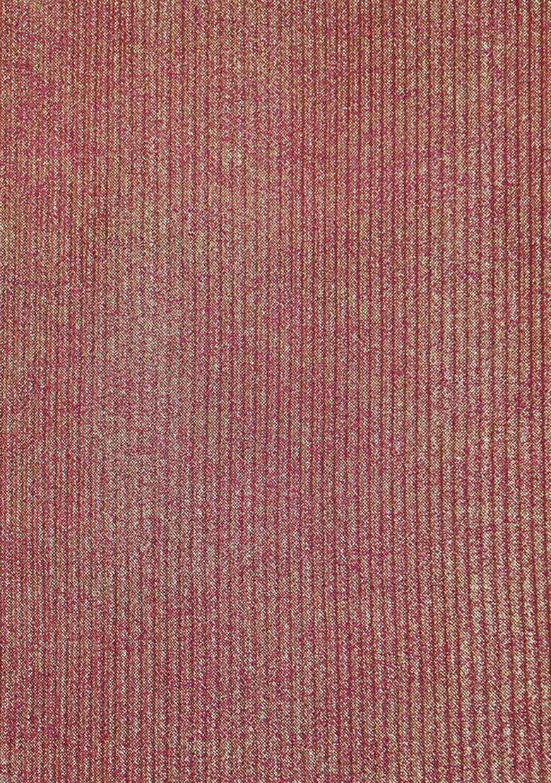 Pink Solid Pleated Foil Knit Pre Draped Saree Set