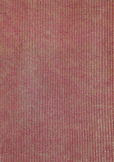 Pink Solid Pleated Foil Knit Pre Draped Saree Set