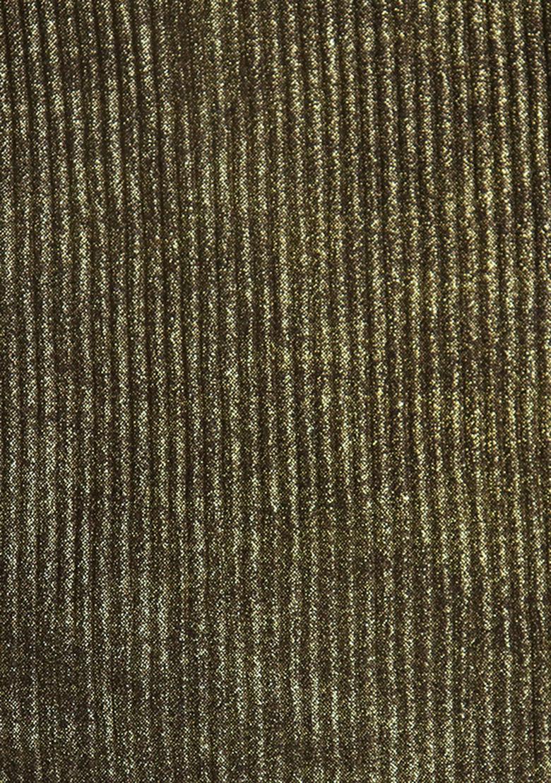 Green Solid Pleated Foil Knit Pre Draped Saree Set