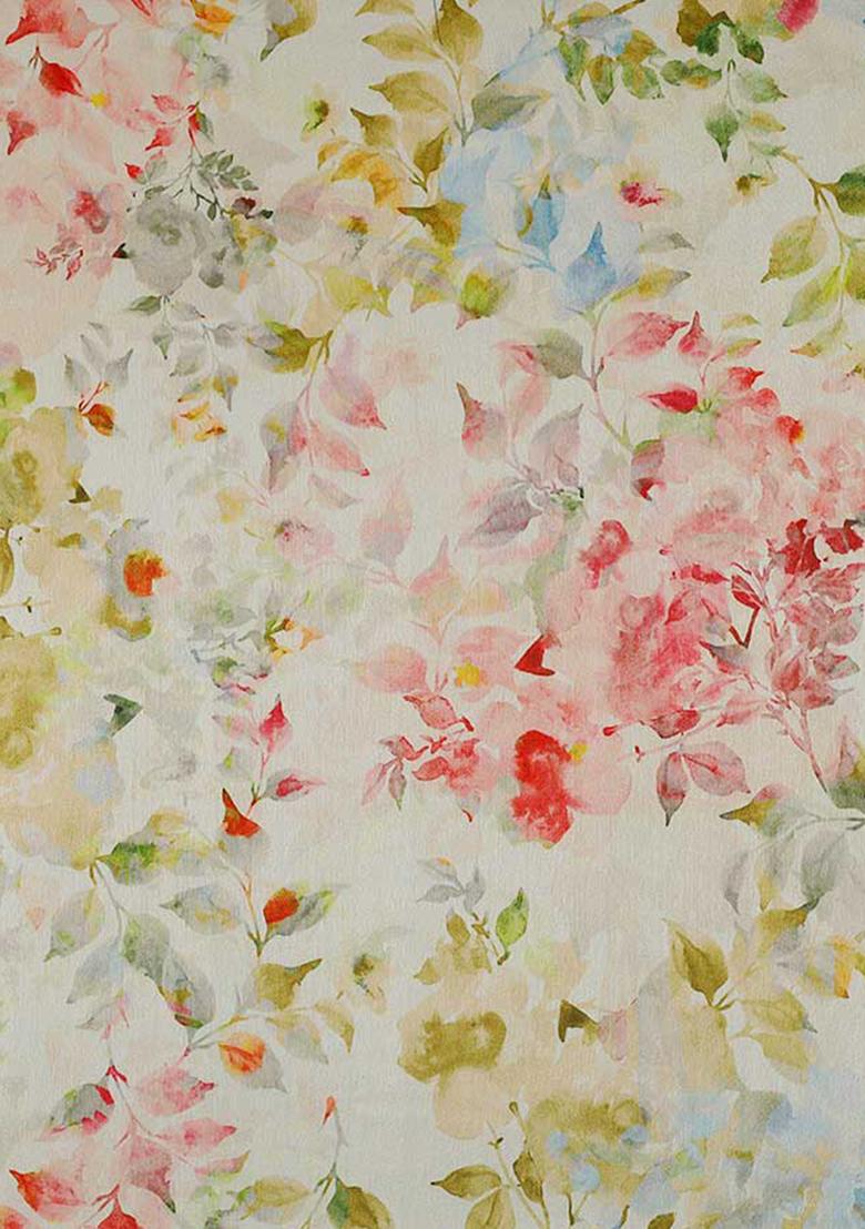 Multicolor Printed Satin Pre Draped Saree Set - Indya