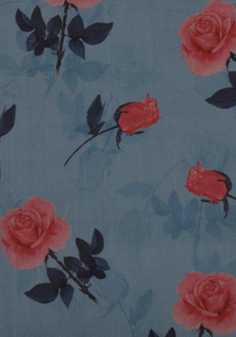 Blue Printed Organza Pre Draped Saree Set