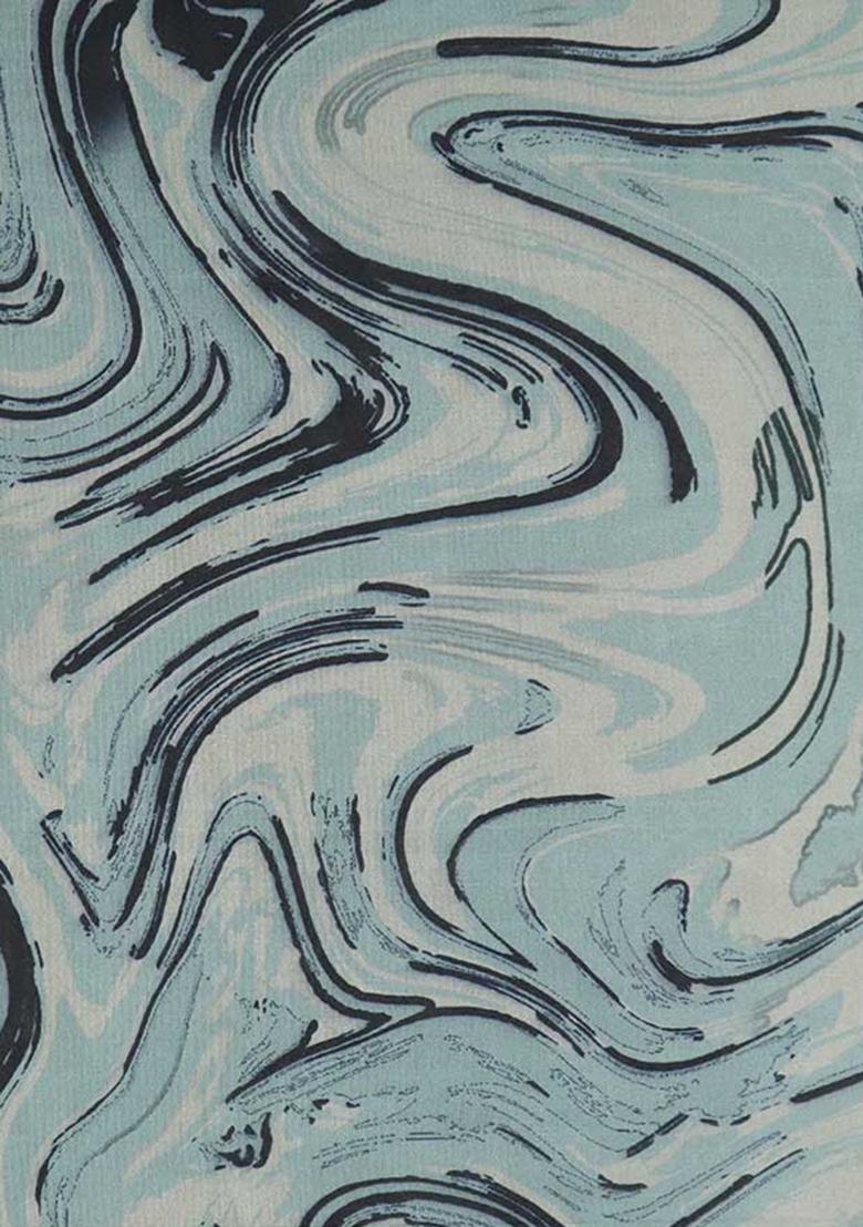 Light Blue Printed Organza Pre Draped Saree Set