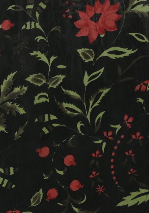 Black Printed Organza Pre Draped Saree Set