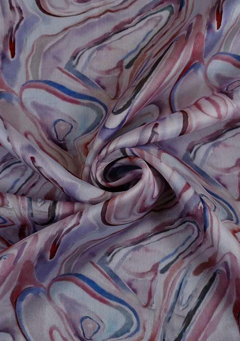 Multicolor Printed Crepe Pre Draped Saree Set