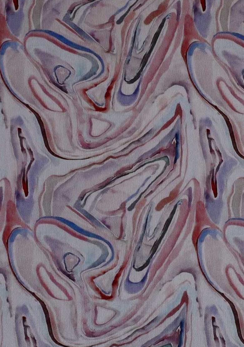 Multicolor Printed Crepe Pre Draped Saree Set - Indya