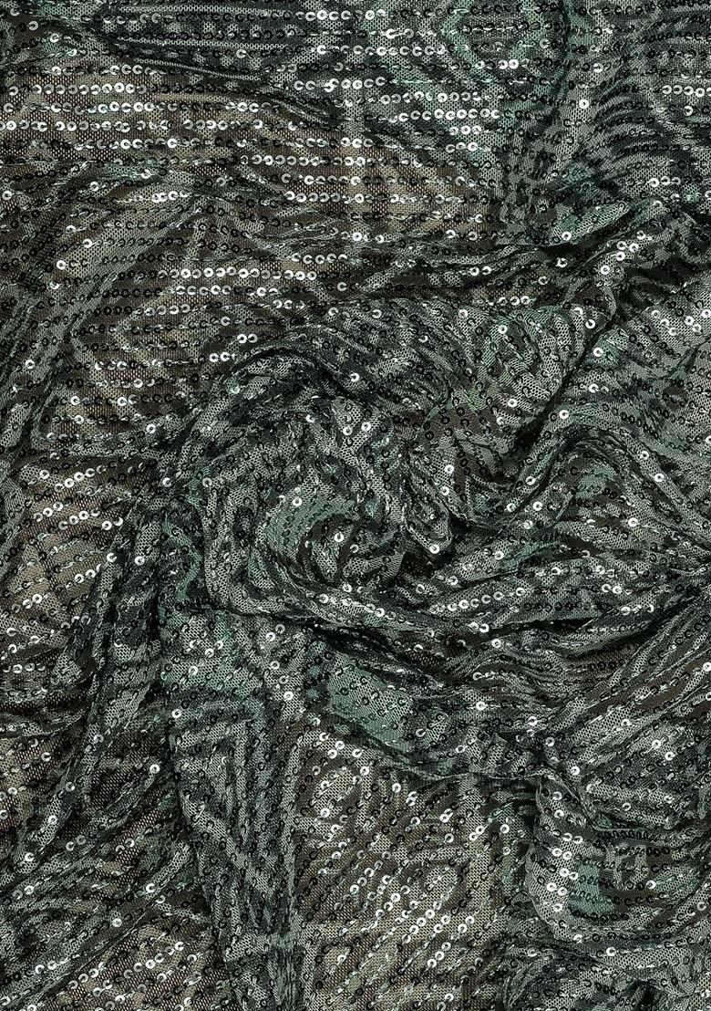 Sage Green Embellished Blouse Georgette Pre Draped Saree Set