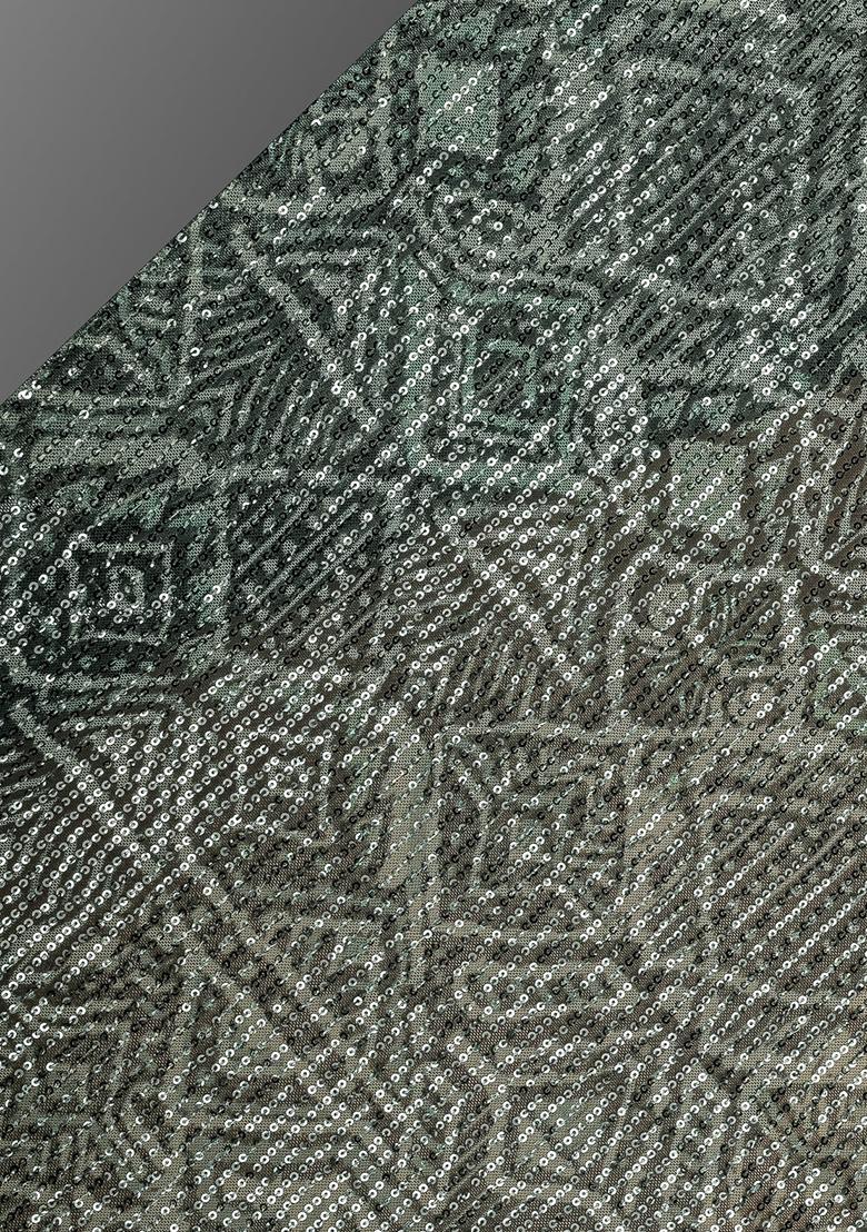 Sage Green Embellished Blouse Georgette Pre Draped Saree Set