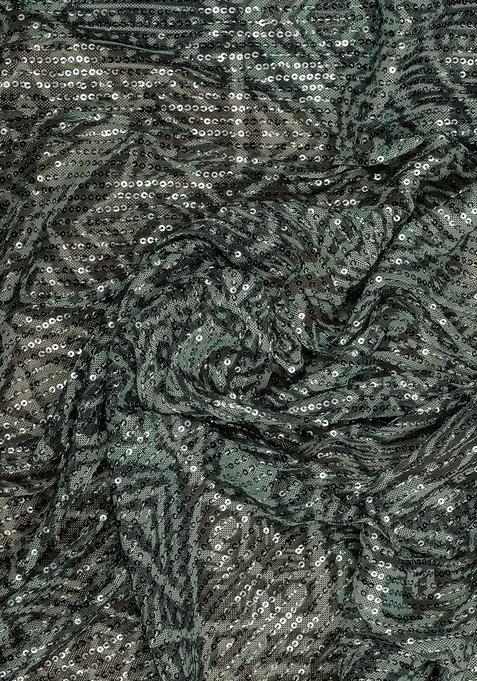 Sage Green Embellished Blouse Georgette Pre Draped Saree Set