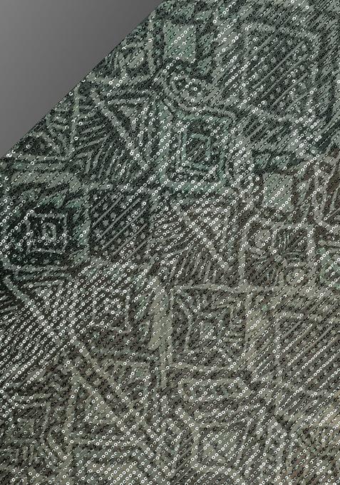 Sage Green Embellished Blouse Georgette Pre Draped Saree Set