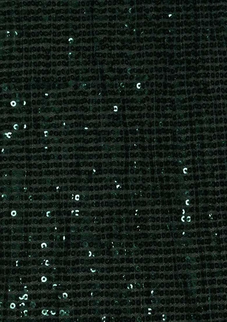 Dark Green Embellished Blouse Georgette Pre Draped Saree Set - Indya