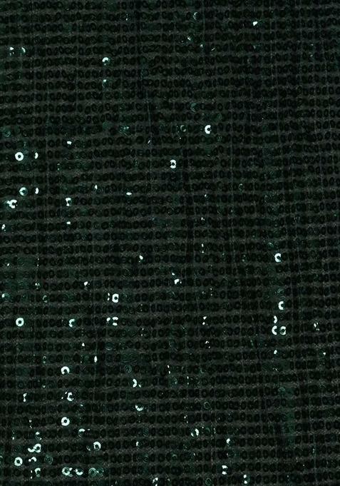 Dark Green Embellished Blouse Georgette Pre Draped Saree Set