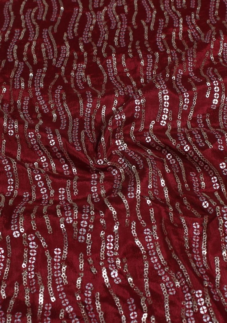 Maroon Embellished Blouse Georgette Pre Draped Saree Set