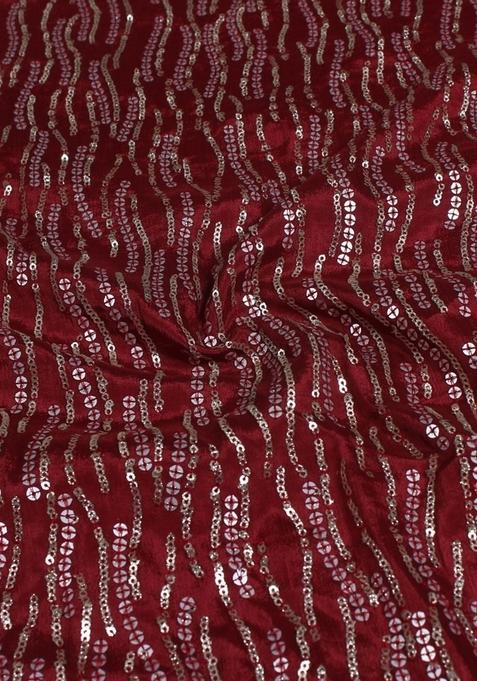 Maroon Embellished Blouse Georgette Pre Draped Saree Set