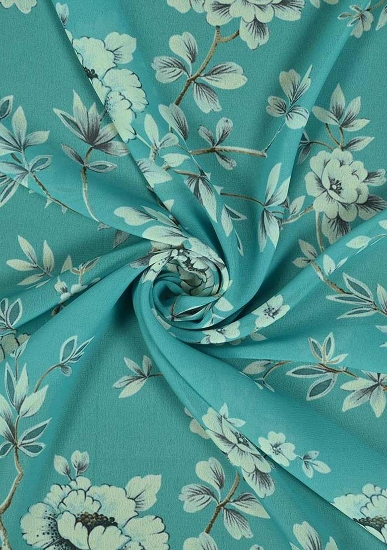 Light Green Printed Georgette Lehenga Set