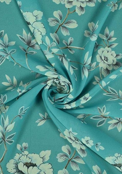 Light Green Printed Georgette Lehenga Set