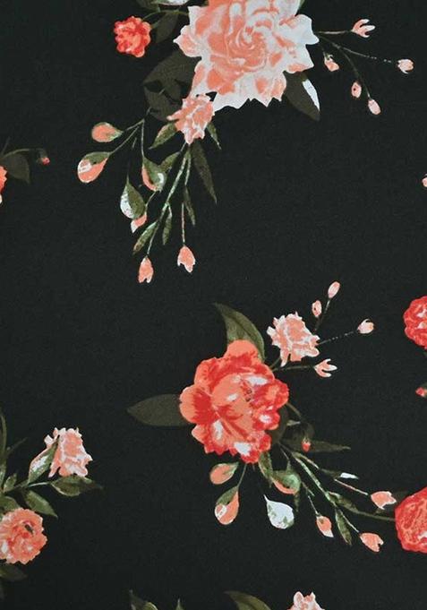 Black Printed Georgette Lehenga Set