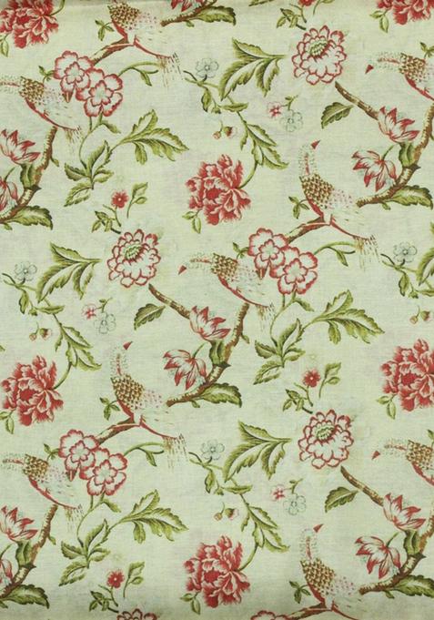 Beige Printed Tussar Pre Draped Saree Set