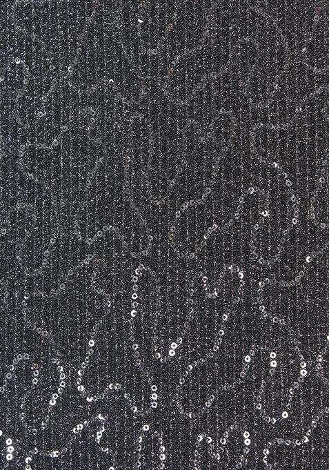 Silver Embellished Lurex Pre Draped Saree Set