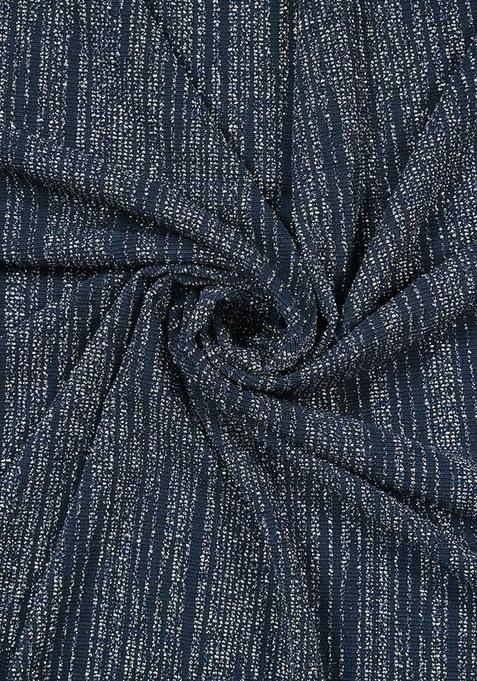 Teal Blue Embellished Lurex Pre Draped Saree Set