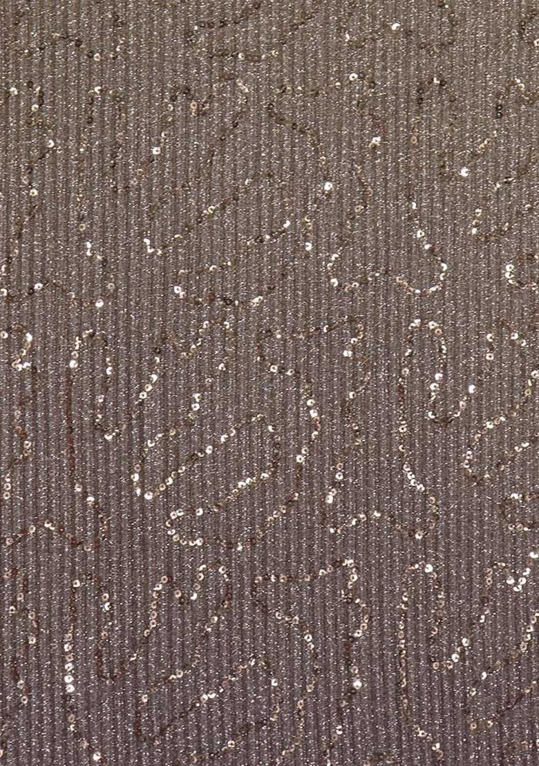 Brown Embellished Lurex Pre Draped Saree Set