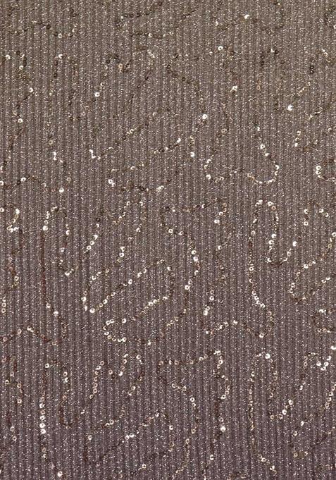 Brown Embellished Lurex Pre Draped Saree Set