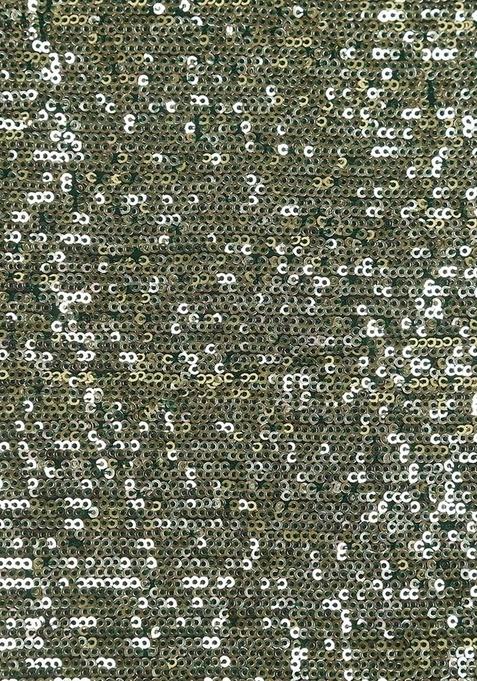 Green Sequin Embellished Georgette Pre Draped Saree Set