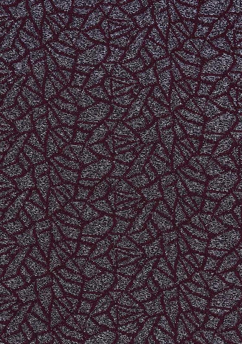 Wine Self Design Lurex Knit Pre Draped Saree Set