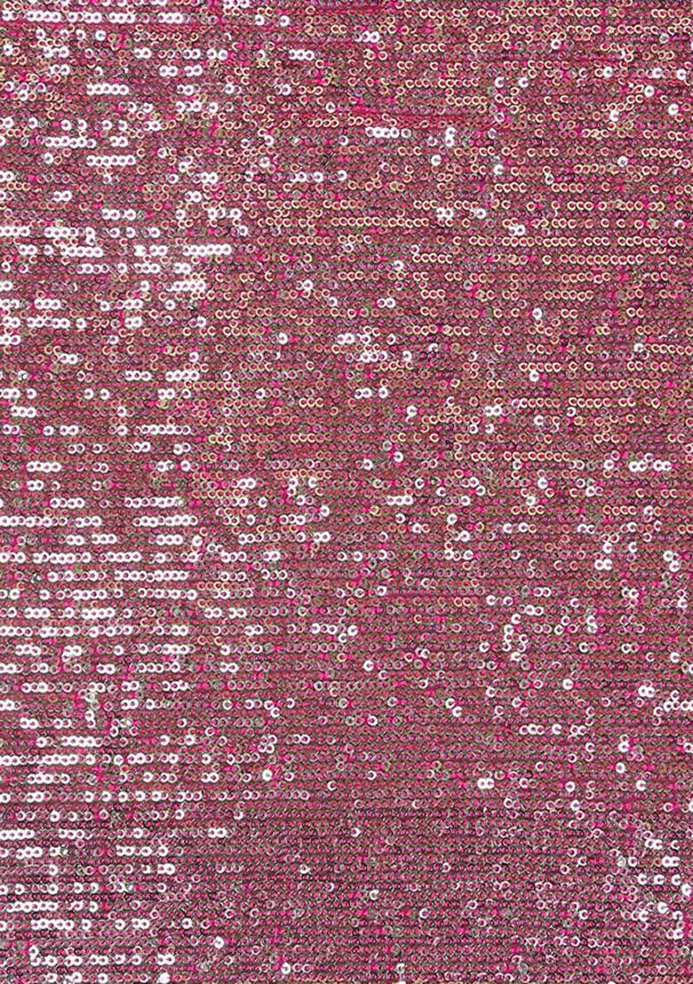 Hot Pink Embellished Blouse Georgette Pre Draped Saree Set