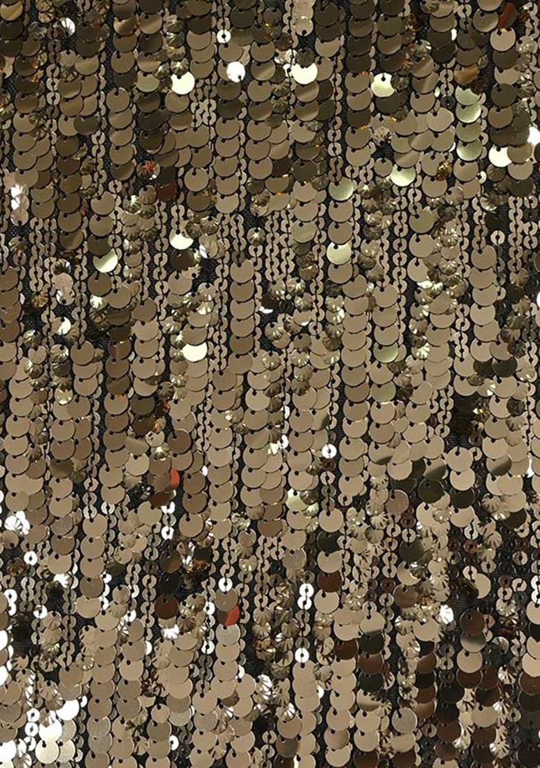 Golden Embellished Blouse Georgette Pre Draped Saree Set