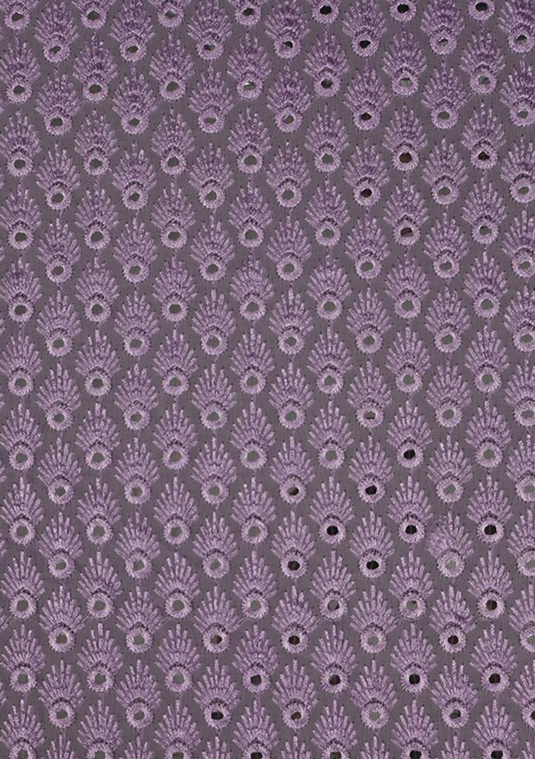 Lilac Embroidered Blouse Georgette Pre Draped Saree Set