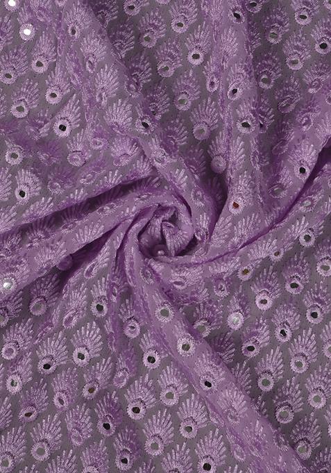 Lilac Embroidered Blouse Georgette Pre Draped Saree Set