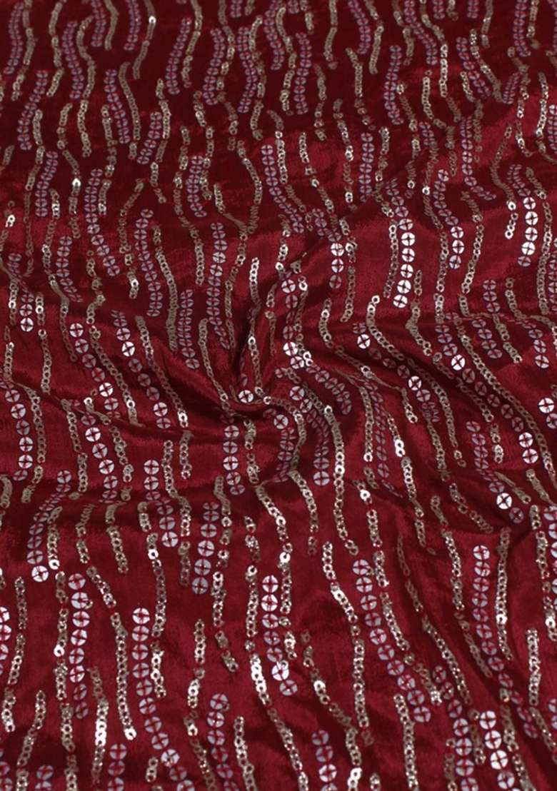 Maroon Blouse Chinon Chiffon Pre Draped Saree Set with Embroidered for Diwali | Wedding & Festive Wear - Indya