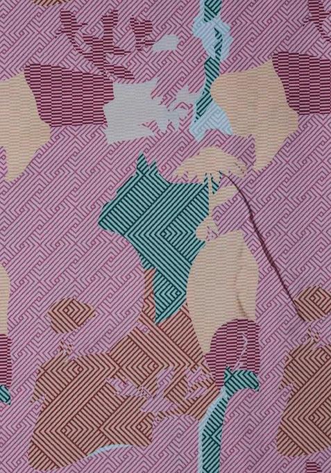 Multicolor Printed Crepe Pre Draped Saree Set