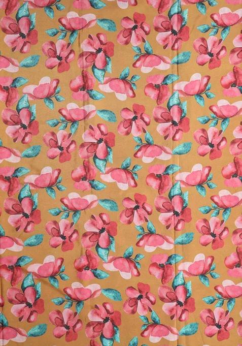 Multicolor Printed Crepe Pre Draped Saree Set