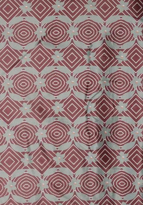 Brown And Olive Printed Crepe Pre Draped Saree Set