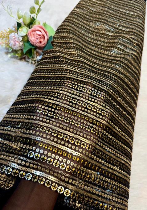 Black Embroidered Pre Draped Saree Set