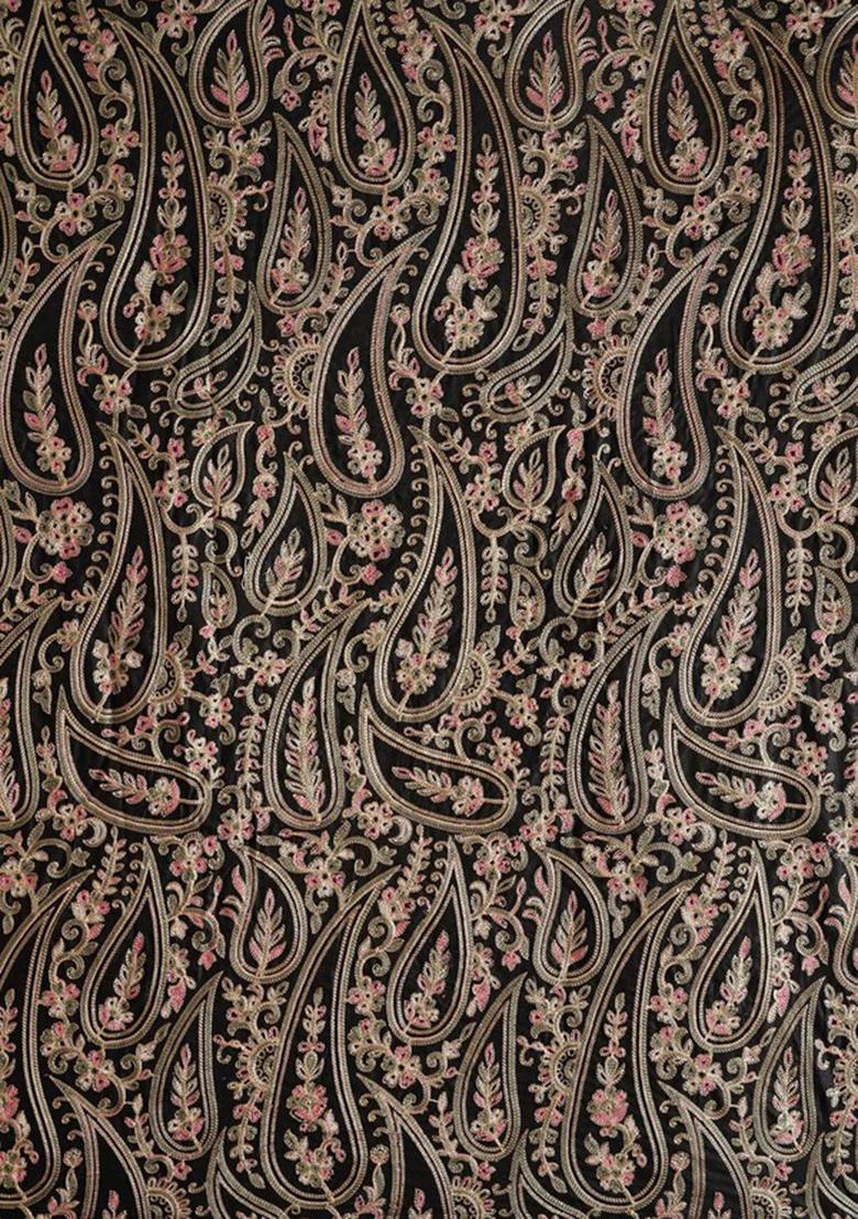 Black Embroidered Blouse Georgette Pre Draped Saree Set