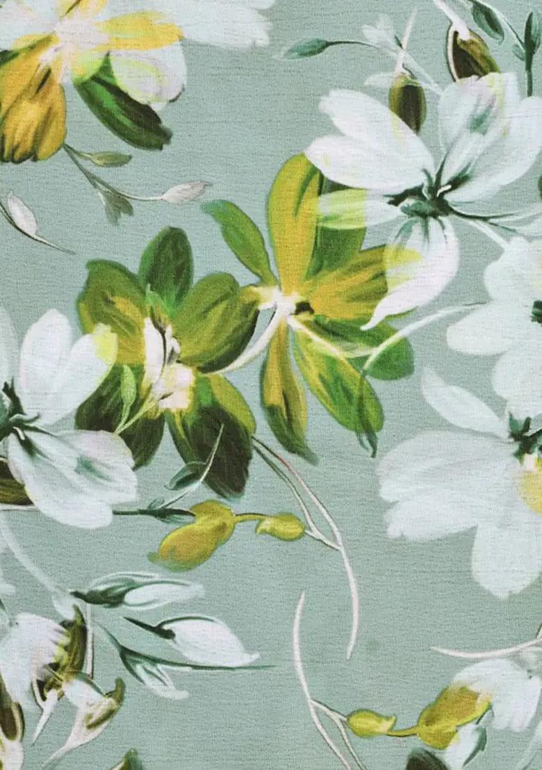 Sea Green Printed Pre Draped Saree Set