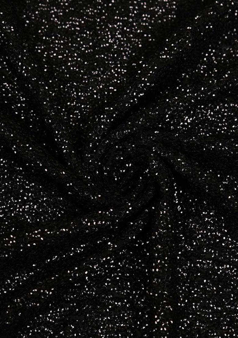 Black Sequin Embellished Georgette Pre Draped Saree Set