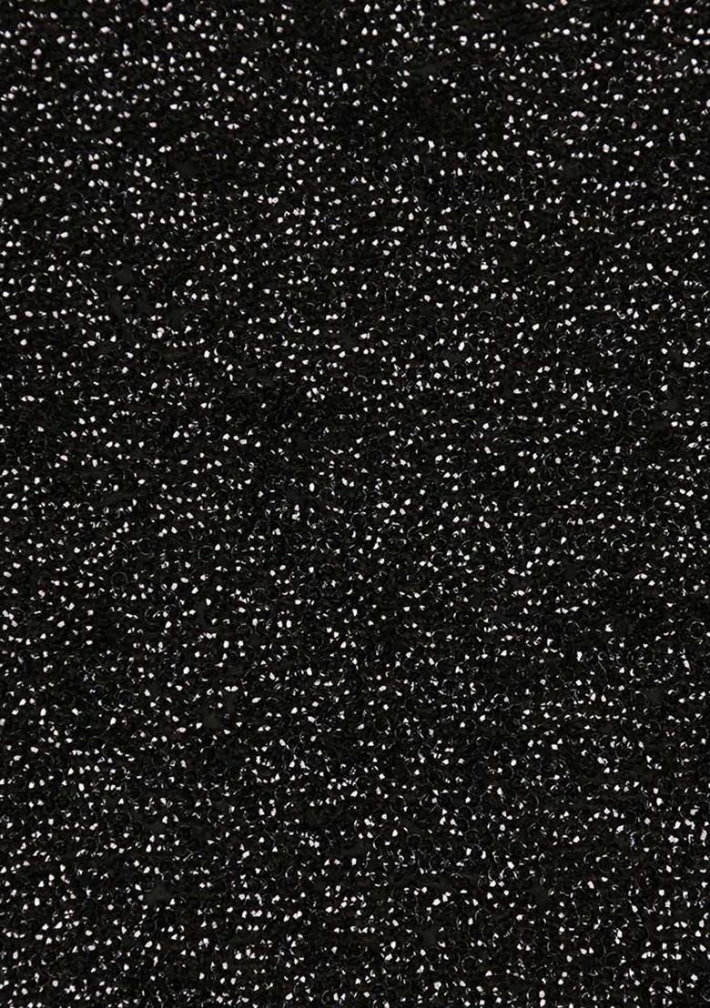 Black Sequin Embellished Georgette Pre Draped Saree Set - Indya