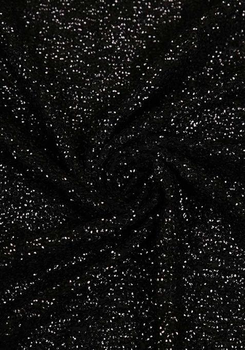 Black Sequin Embellished Georgette Pre Draped Saree Set