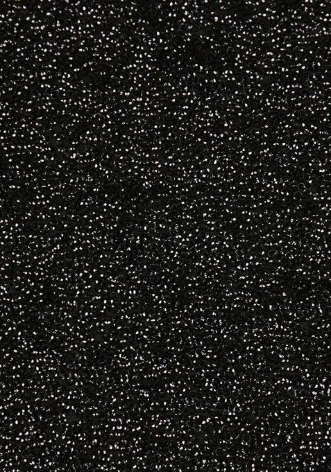 Black Sequin Embellished Georgette Pre Draped Saree Set