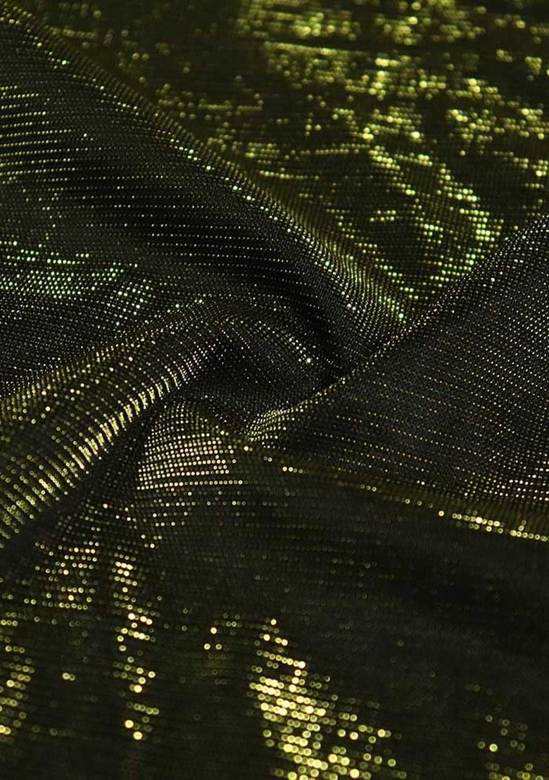 Green Self Design Pre Draped Saree Set