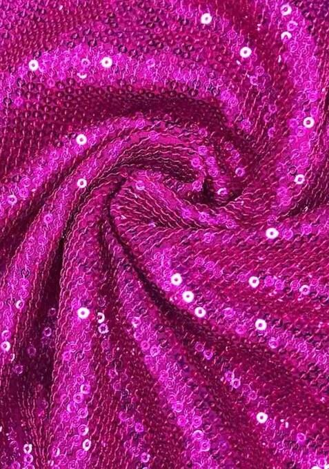 Hot Pink Sequin Embellished Georgette Pre Draped Saree Set