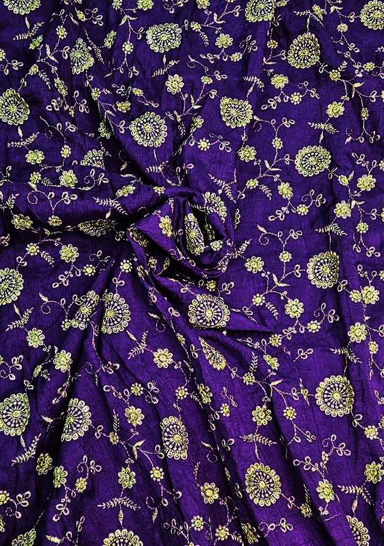 Purple Embroidered Georgette Pre Draped Saree Set for Diwali and Festive Wear - Indya